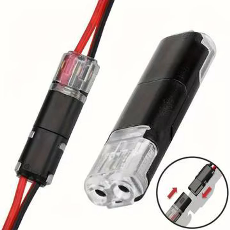 JORPETS 70 Stück Schnellverbindungs-Kabelklemmen, 2-polig, Schwarz, PVC-isoliert mit Kupferkontakt, ohne Abisolieren für LED-Kabel - Bild 2