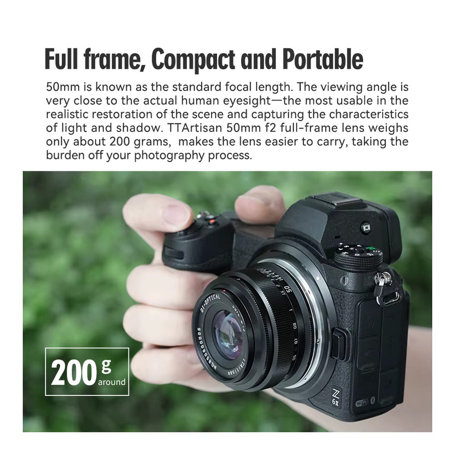 TTArtisan 50mm F2 Vollformat Manuelles Festbrennweiten-Porträtobjektiv in Schwarz für Sony E Nikon Z Fuji X Leica Sigma L-Mount - Bild 2
