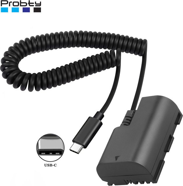 ACK-E6 DR-E6 USB-C Dummy-Akku Adapter für Canon EOS R, R5, R6, R7, 80D, 70D, 60D, 90D, 5D Mark II, III, IV, 6D, 7D in Schwarz - Bild 1