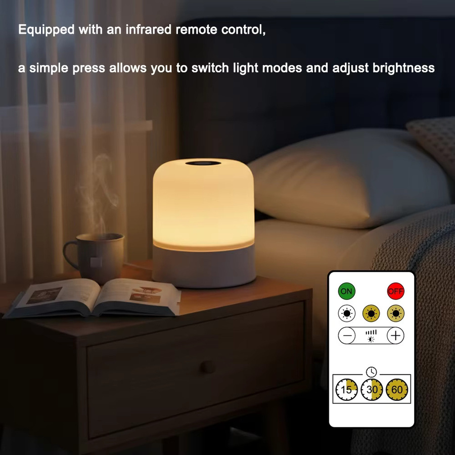 Dimmbares LED-Nachtlicht von ggbingo mit Touch-Steuerung, wiederaufladbare weiße Tischlampe im minimalistischen Zylinder-Design für das Schlafzimmer - Bild 3