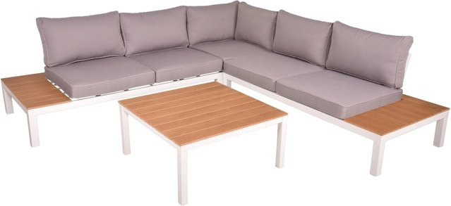 DELUKE Gartenloungeset ALVAR 4-teilig aus Kunststoff und Aluminium in Grau - Bild 1