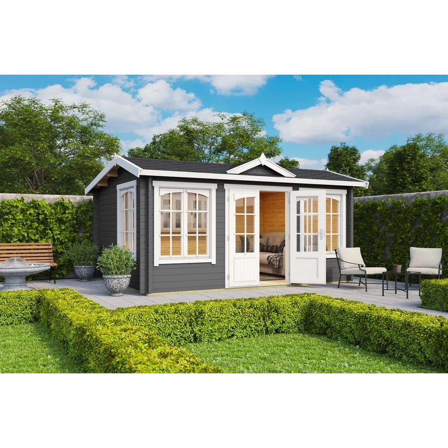 Lasita Maja Gartenhaus Windsor 44 in Carbongrau, B/H/T: 440 x 239,4 x 340,2 cm - Bild 2