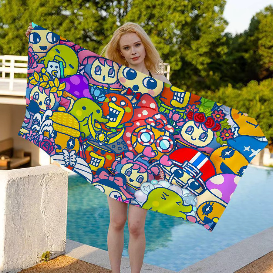 Bilibili Game Cute Cartoon T-Tamagotchi Mikrofaser-Strandtuch in Multicolour, saugfähig und schnell trocknend - Bild 4