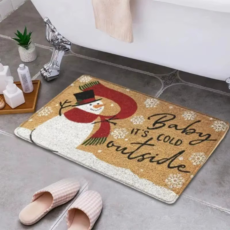 VIKAMA Weihnachts-Fußmatte mit Schneemann-Motiv für Indoor und Outdoor, B/T: 60 x 40 cm, Mehrfarbig - Bild 2