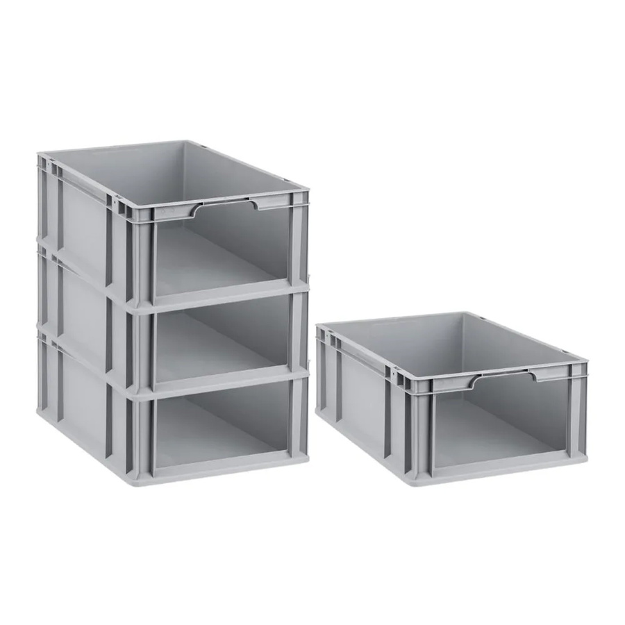 PROREGAL SuperSparSet 4x Eurobox NextGen Store Eurobehälter Transportbox mit offener Front, Grau, H x B x T: 22 x 40 x 60 cm - Bild 2