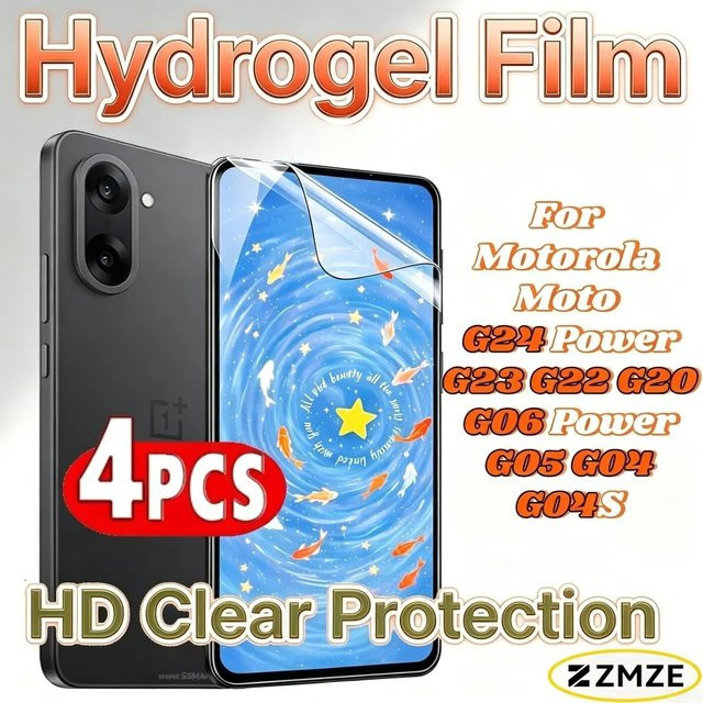 4 Stück flexible Displayschutz Wasserfolie für Motorola Moto G23 G22 G20 G05 G04 G04S G06 G24 Power Series, transparent - Bild 1