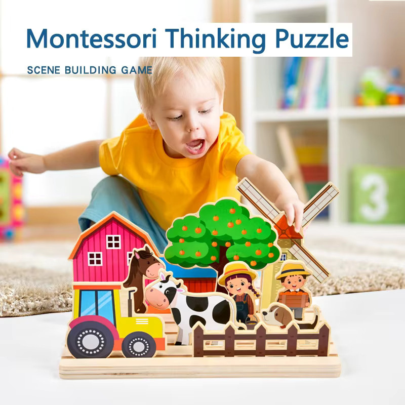 Brozebra Montessori Logik Denken Spiel Szene Puzzles, Brettspiel, Holz, Bunt / Mehrfarbig - Bild 2