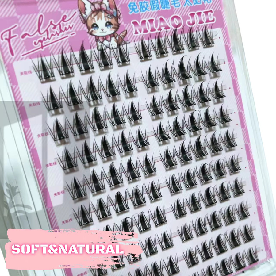 MIAOJIE Barbie Bunny Cluster-Wimpern, 10 Reihen, natürlich, Unisex - Bild 2