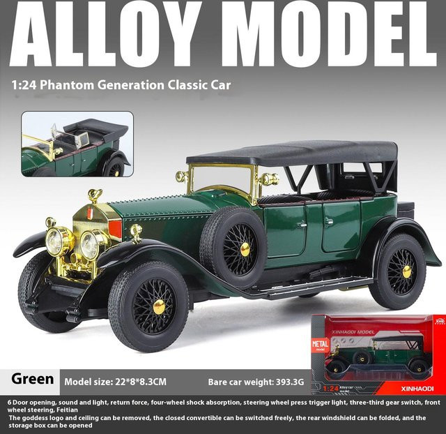 Linyi toy car Retro Phantom Oldtimer Modell, 1:24, Metall, Grün, ab 14 Jahren - Bild 1
