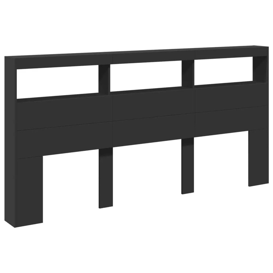 vidaXL LED-Kopfteil mit Ablagen und USB-Ladeport in Schwarz, B: 200 cm, T: 17 cm, H: 102 cm - Bild 2