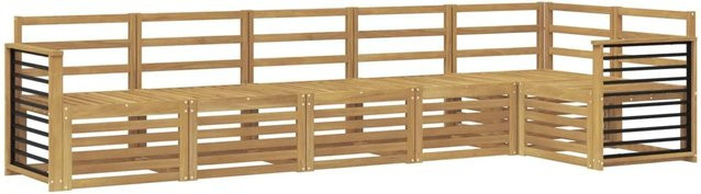 vidaXL Outdoor-Sofagarnitur 6-teilig in Weiß aus Akazie Massivholz im L-Shape Design, B/T/H: 306 x 128,5 x 73 cm - Bild 1