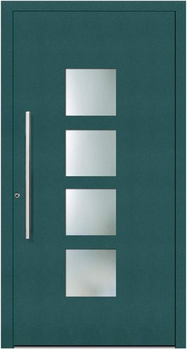 KNOCK Aluminium-Haustür Marte in Moosgrün mit Glaseinsatz und moderner Optik, Höhe: 210 cm, Breite: 90 cm, Tiefe: 110 cm - Bild 1