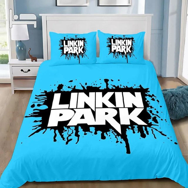 Bettwäsche-Set aus Flanell mit Linkin Park Rockband Motiv von LjqNine für Kinder und Erwachsene - Bild 1