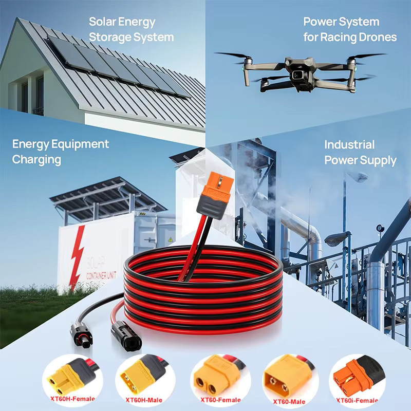 XT60i Buchse auf Solarkabel mit 12AWG 3,4 mm2 Silikonkabel und XT60H-F-Anschluss für Solarpanel-Verlängerungsladekabel von bytebattle - Bild 4
