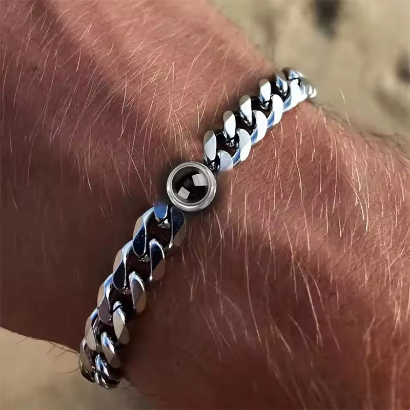 Dascusto Armband, kubanisches Gliederkettenarmband, Edelstahl, Silber, Unisex - Bild 3