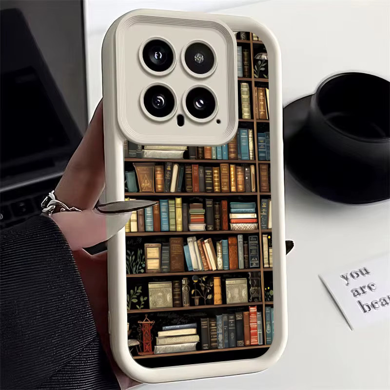 Kreative Silikon Handyhülle im Bücherregal-Design für Xiaomi Poco F7 F6 F5 X7 X6 X5 X3 Pro sowie Mi 15 14 13 12 11 Lite 14T 13T 12T in Weiß - Bild 3