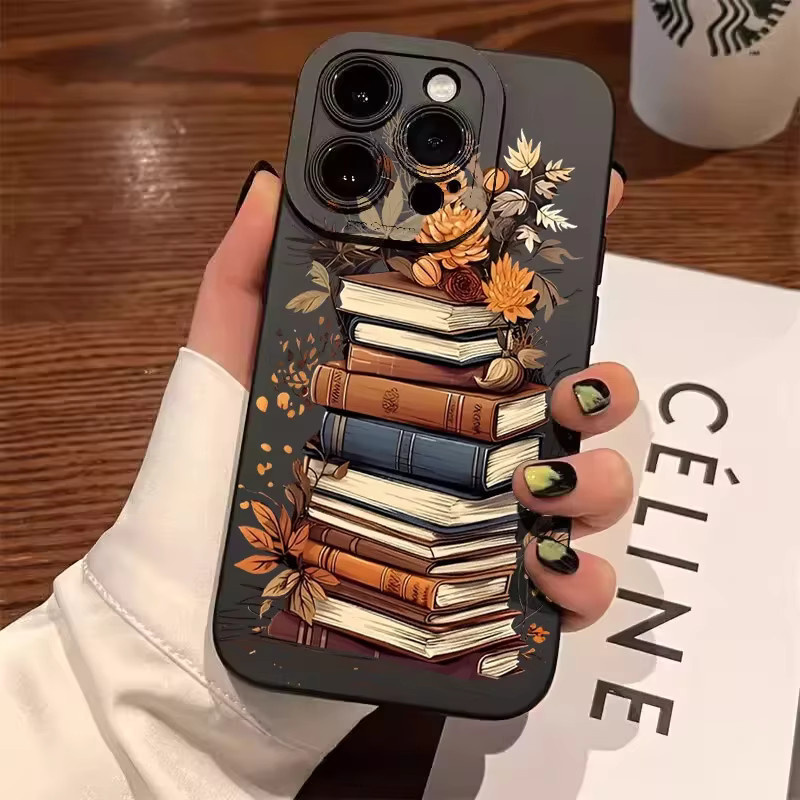 Kreative iPhone Schutzhülle mit Buch-Muster für Apple iPhone 16 15 14 13 12 11 Pro Max Plus SE - Bild 1