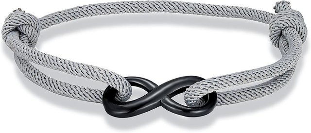 Unendlichkeitsarmband, geflochtenes Seilarmband, Edelstahl, grau, Unisex - Bild 1