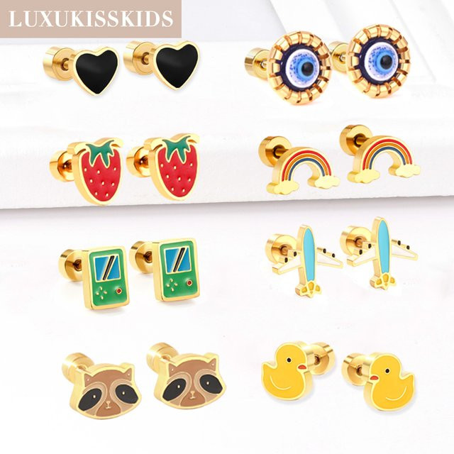 LUXUKISSKIDS Ohrstecker, Edelstahl, Gold, Damen - Bild 1