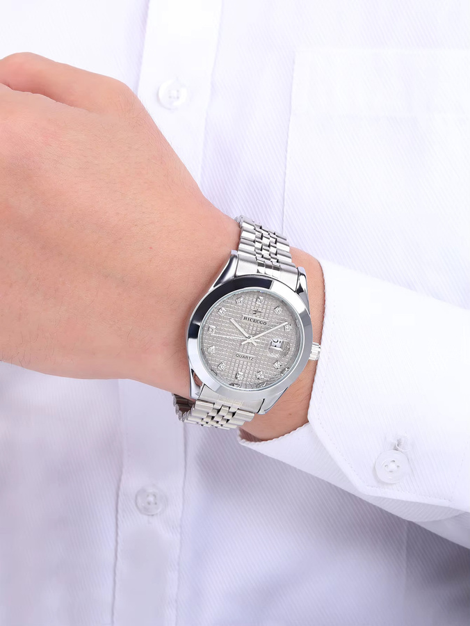 Ricecgo Armbanduhr, Quarz, Edelstahl, Grau, Kristall, Herren - Bild 4