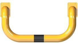 Schake Rammschutzbügel Doppelbügel in vertiefter Ausführung mit 2 Standpfosten, gelb/schwarz, B: 75 cm, H: 65 cm, T: 35 cm zum Aufdübeln - Bild 1