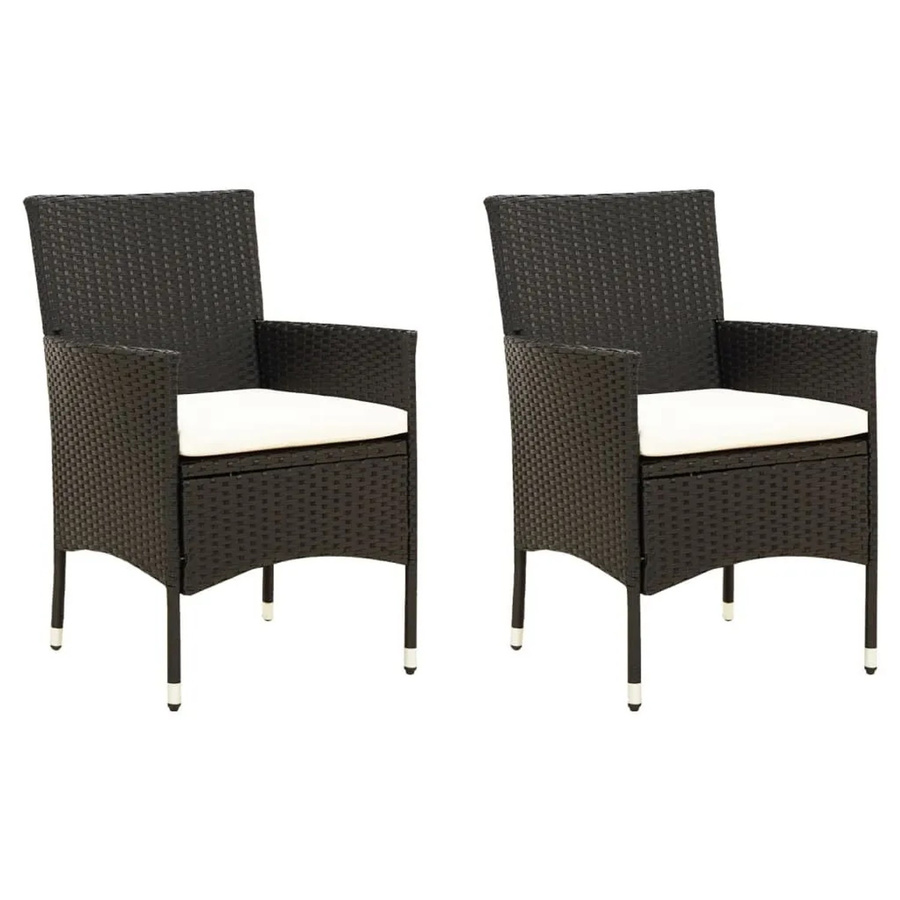 Furnicato 2er Set Gartenstühle aus Poly Rattan mit Kissen in Schwarz, B/T/H: 61 x 60 x 88 cm - Bild 2