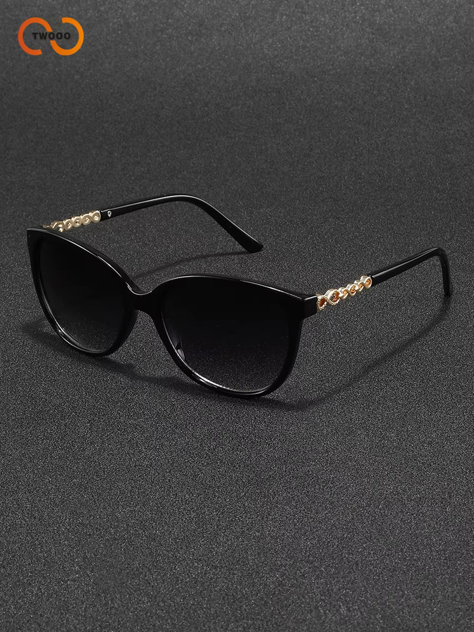 TWOOO Cat-Eye Sonnenbrille für Damen, Vollrand, Plastic, Gold, Black - Bild 4