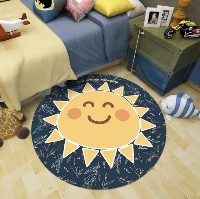 Runder Teppich mit Cartoon-Motiv in Blau, rutschfest und pflegeleicht, Durchmesser: 80 cm - Bild 1