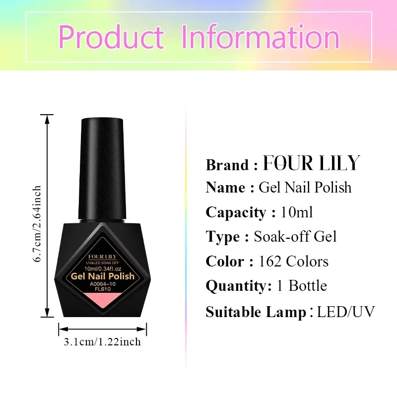 Four Lily Gel Nagellack, Nude Pink, Glänzend, 10 ml - Bild 2