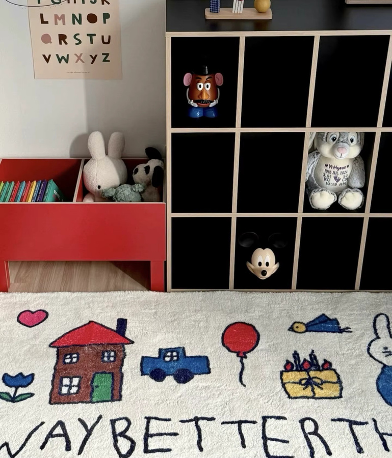 VIKAMA Kinderteppich mit Cartoon-Alphabet in Mehrfarbig, maschinenwaschbarer Spielteppich für das Kinderzimmer - Bild 3
