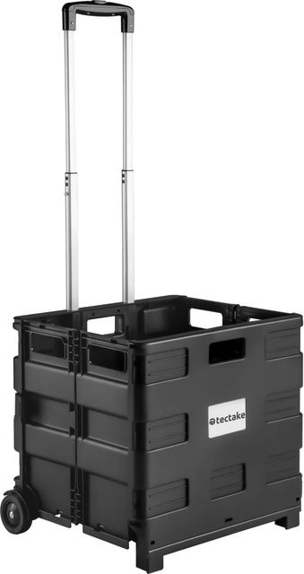tectake Einkaufstrolley aus Hartschale klappbar mit Teleskopgriff Schwarz B/T/H: 45 x 37 x 50 cm, Höhe: 97 cm - Bild 2