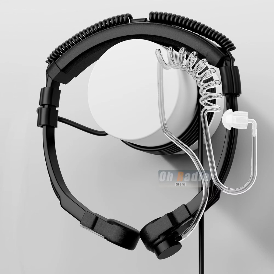 RONGYIN Throat Mikrofon Air Tube Headset Taktischer Heavy Duty Kopfhörer mit 7,1 mm Nato-Stecker in Schwarz passend für U94 PTT Headset-Kabel - Bild 4