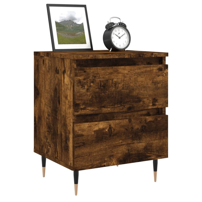 Vidaxl Nachttische im 2er-Set aus Holzwerkstoff in Räuchereiche Braun im Retro-Design, B/T/H: 40 x 35 x 50 cm - Bild 3