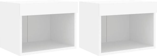 vidaXL Wand-Nachttische mit integrierter LED-Beleuchtung 2er-Set Weiß - Bild 1