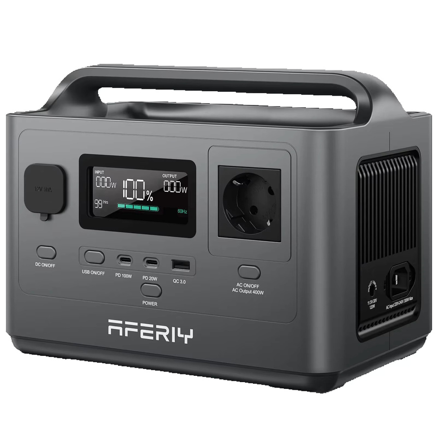 Aferiy AF-P040 Tragbare Powerstation in Schwarz mit 400W/256Wh LiFePO4, 300W AC & 120W Solarladung für Camping, Wohnmobil und Outdoor-Backup - Bild 6