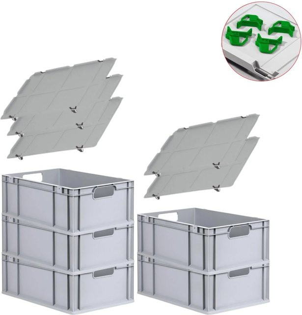 PROREGAL Spar Set Eurobox Nextgen Economy mit Auflagedeckel und Schiebeschnappverschlüssen, Grün, H x B x T: 22 x 40 x 60 cm, 44 Liter - Bild 1