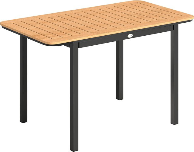 Outsunny Gartentisch für 6 Personen in Braun mit Lattenplatte aus Holz-Kunststoff und Metallgestell, B/T: 127 x 70 cm - Bild 1