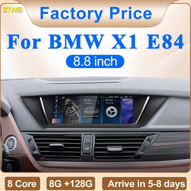 STWEI Android Multimedia Display für BMW E84 X1 (2009-2015) mit 8,8 Zoll Bildschirm, Wireless CarPlay, GPS und Bluetooth in Schwarz - Bild 1