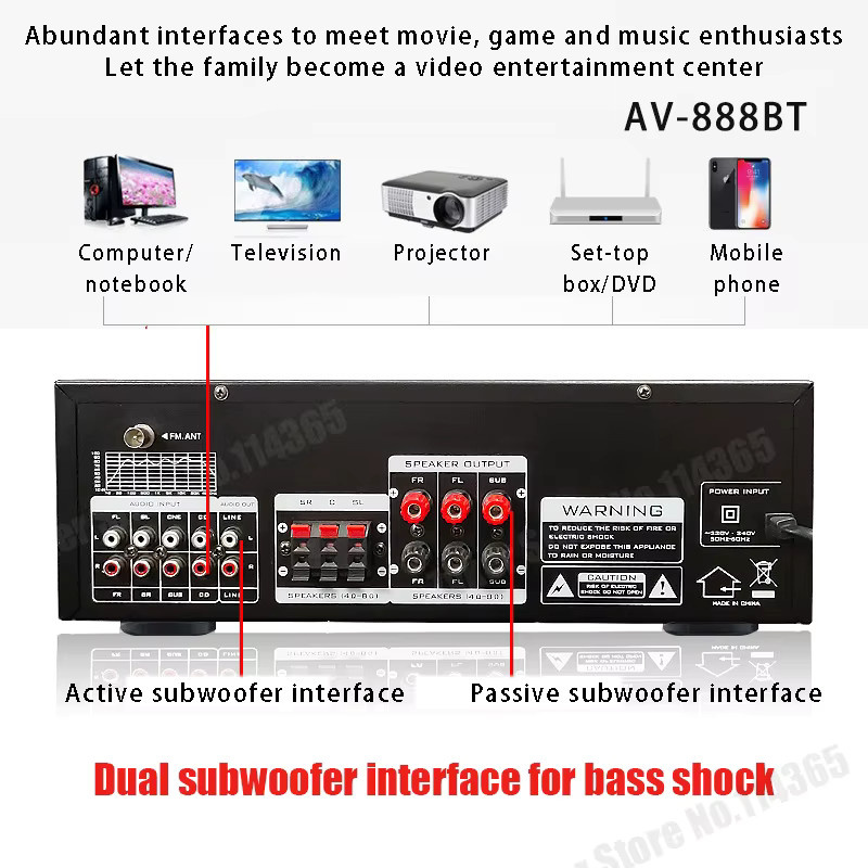 WAPUNO Bluetooth HiFi Stereo Digital Verstärker 888BT 999BT mit Dual Dynamic Screen, Schwarz - Bild 5