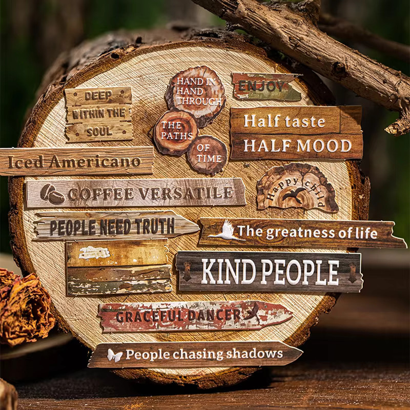 25 geprägte Hartkartenaufkleber mit Holzmaserung und Baumringen von mr.paper für dein DIY Scrapbook und deine Dekoration - Bild 2