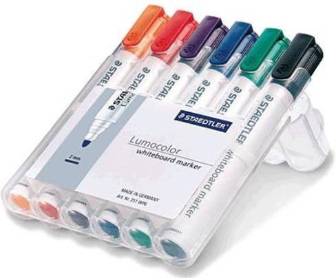 Staedtler Lumocolor 351 Whiteboardmarker Set, 6er Pack, Mehrfarbig - Bild 1