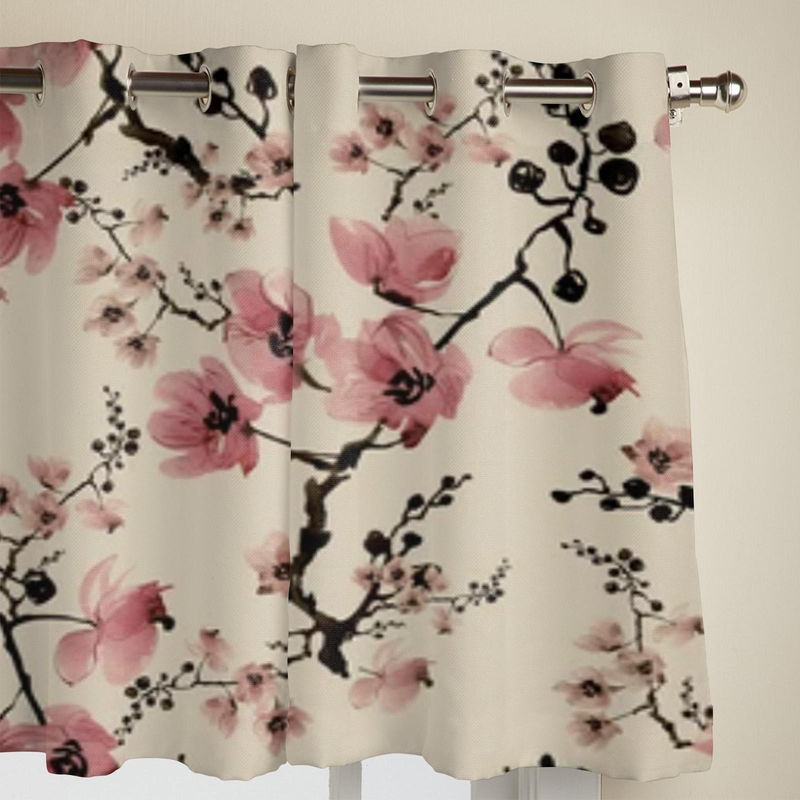 Moderne halbtransparente Gardine mit Aquarellblumen-Print in Multicolour, Breite: 135 cm, Höhe: 60 cm - Bild 4