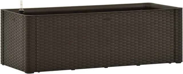 vidaXL Garten-Hochbeet mit Selbstbewässerungssystem in Rattan-Optik, Farbe: Mokka, B/T/H: 100 x 43 x 33 cm - Bild 1