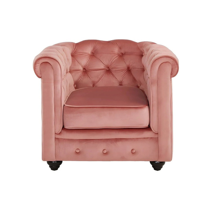 Vente-unique Chesterfield Sessel aus Samt mit gerader Rückenlehne in Puderrosa, Höhe: 82 cm - Bild 2