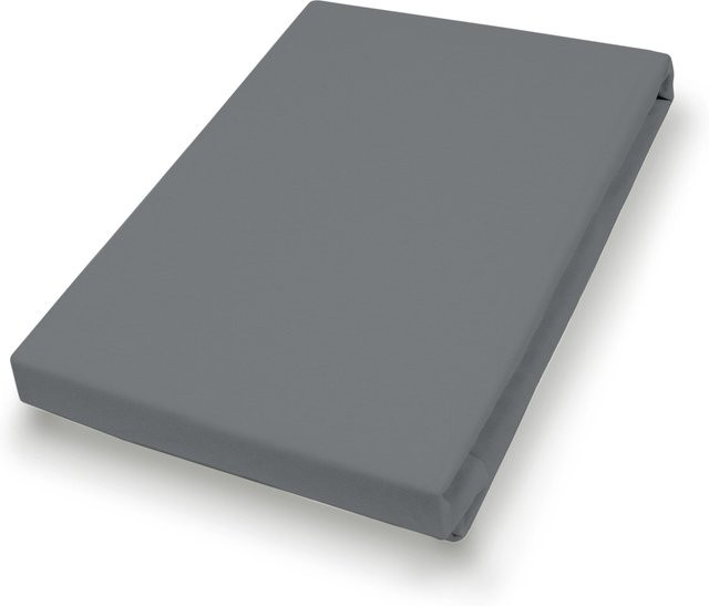 H.G. Hahn Spannbetttuch Uni-Satin aus Baumwolle in Grau - Bild 1