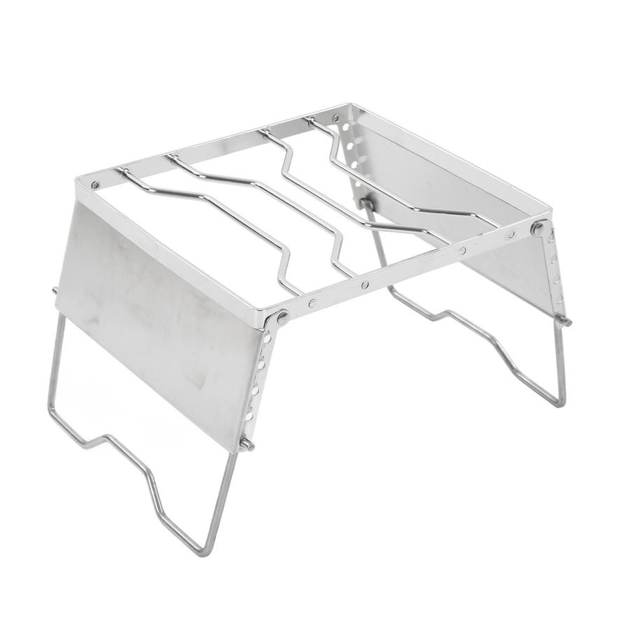Igeteck Mini Barbecue Grill aus Edelstahl in Silber, faltbarer Camping Grill mit Windschutz - Bild 2