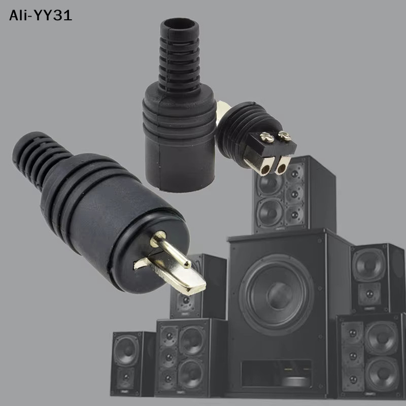 2 Stück YY31 2-polige DIN-Stecker für Lautsprecher und HiFi-Anschluss mit Schraubklemmen in Schwarz - Bild 3
