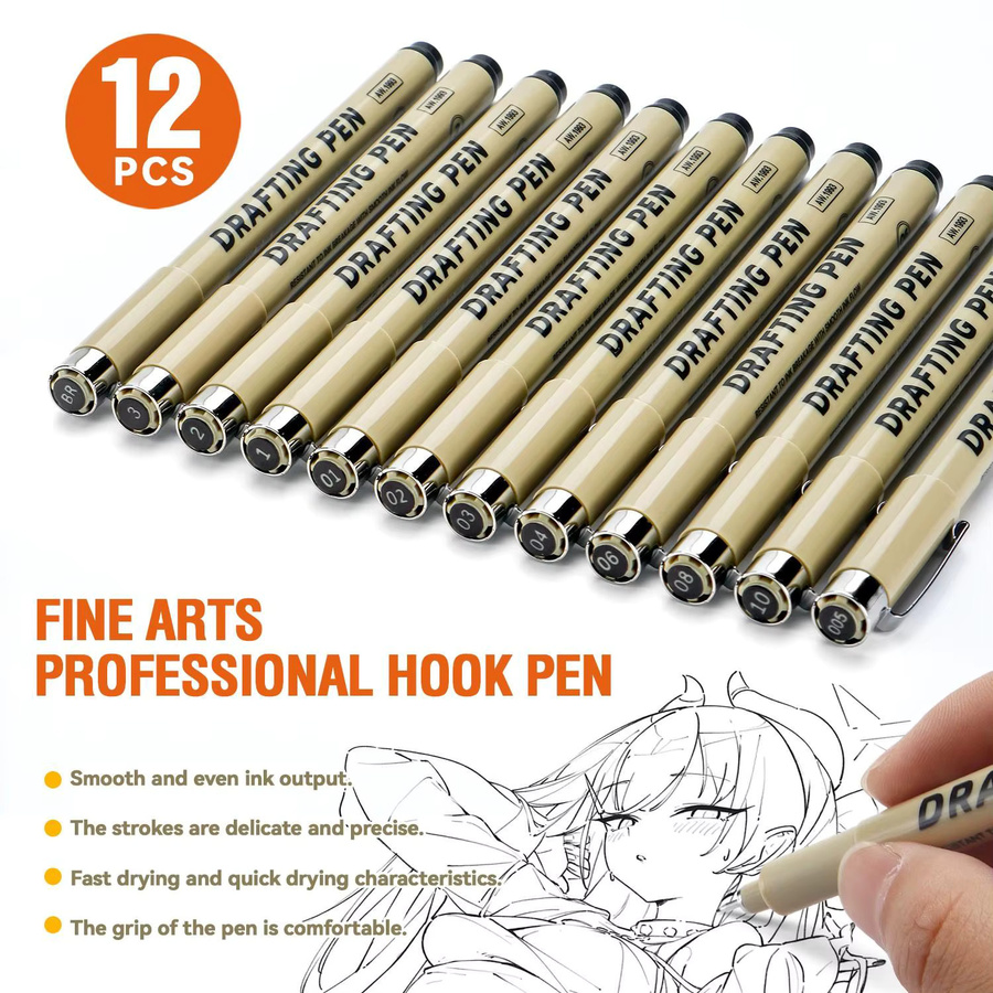 Feinlinienmarker Set aus Kunststoff für professionelles Schreiben und Skizzieren mit verschiedenen Feinspitzen - Bild 2