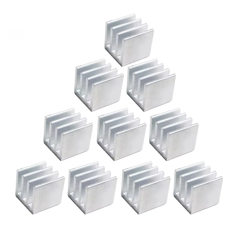 En-Labs 10er Set Aluminium-Kühlkörper in Silber für IC MOSFET SCR, B/T/H: 10 x 10 x 10 mm - Bild 1