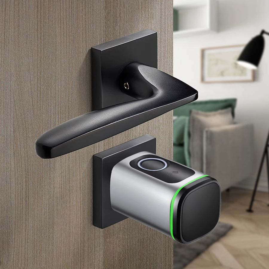 Smart Lock Zylinder 60mm Euro-Zylinder mit Fingerabdruck, App-Steuerung, Schlüsselkarte und manuellem Schlüssel, IP53 wasserdicht, Typ-C Notstromversorgung, Schwarz und Silber - Bild 3